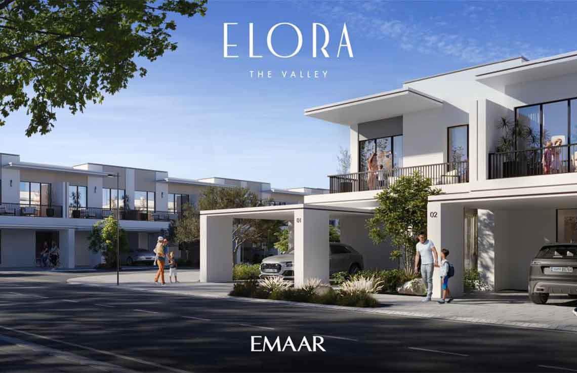 Elora Emaar The Valley Dubai — sustainable family townhouses green community